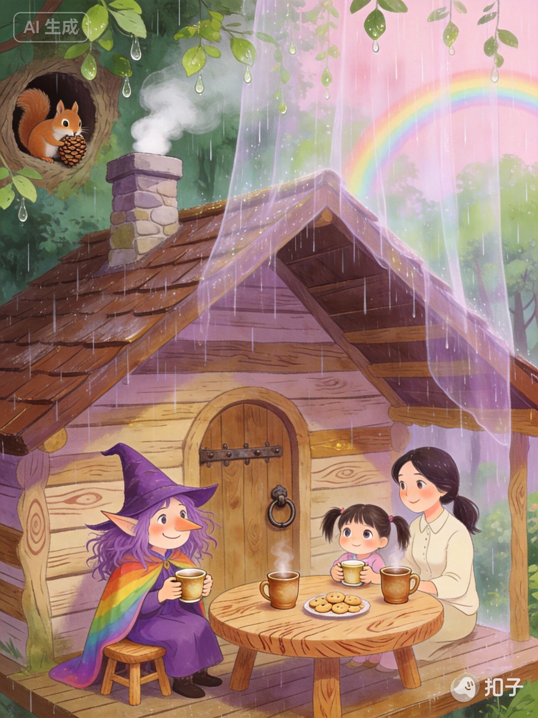 雨中的小木屋茶会