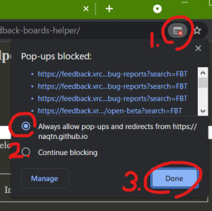 popup blocking configuration dialog of Chrome