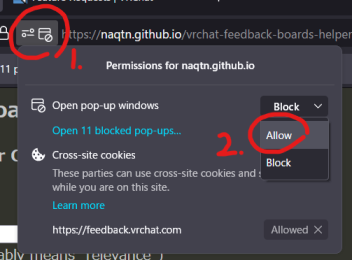 popup blocking configuration dialog of Firefox