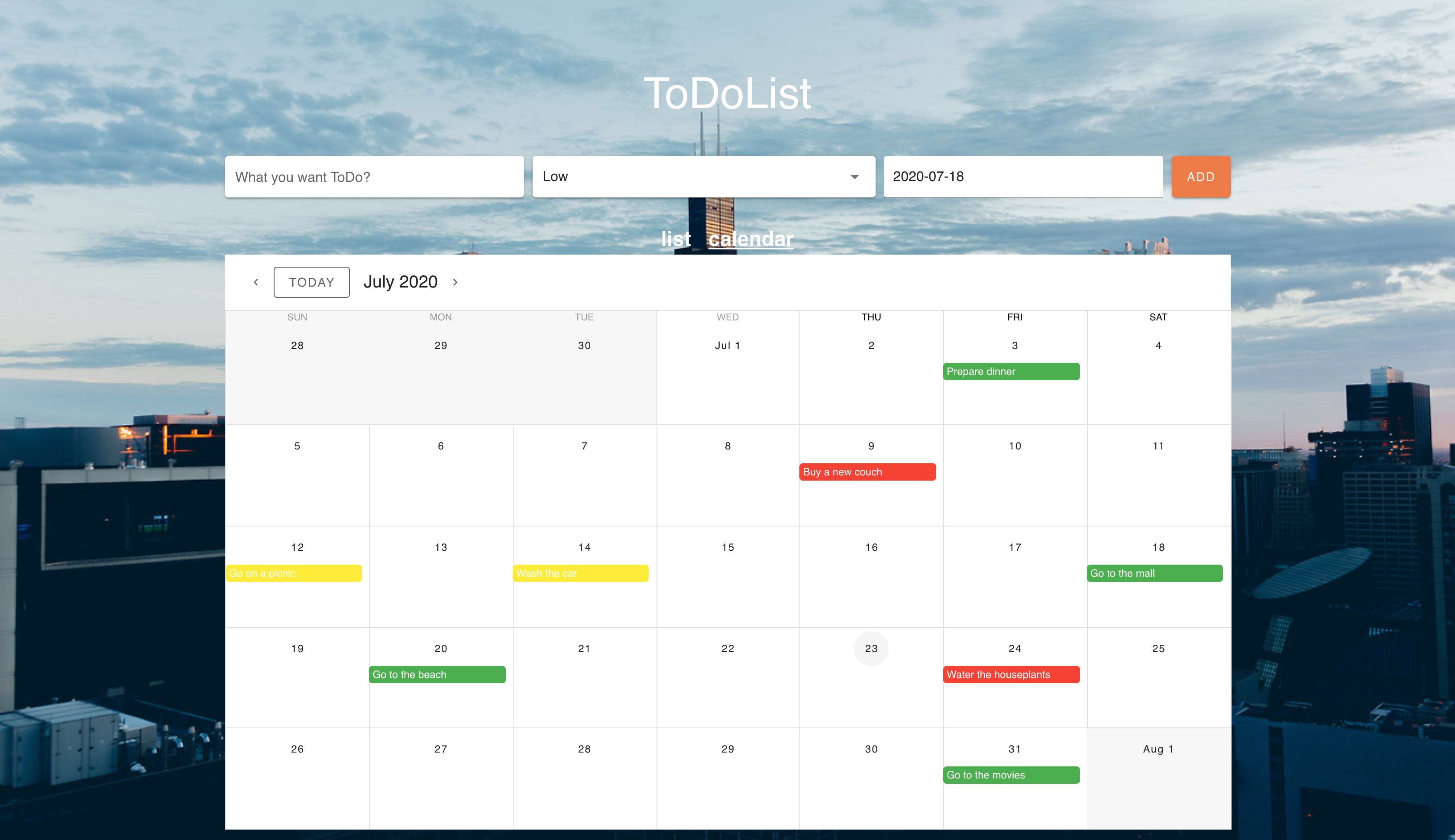 ToDo calendar