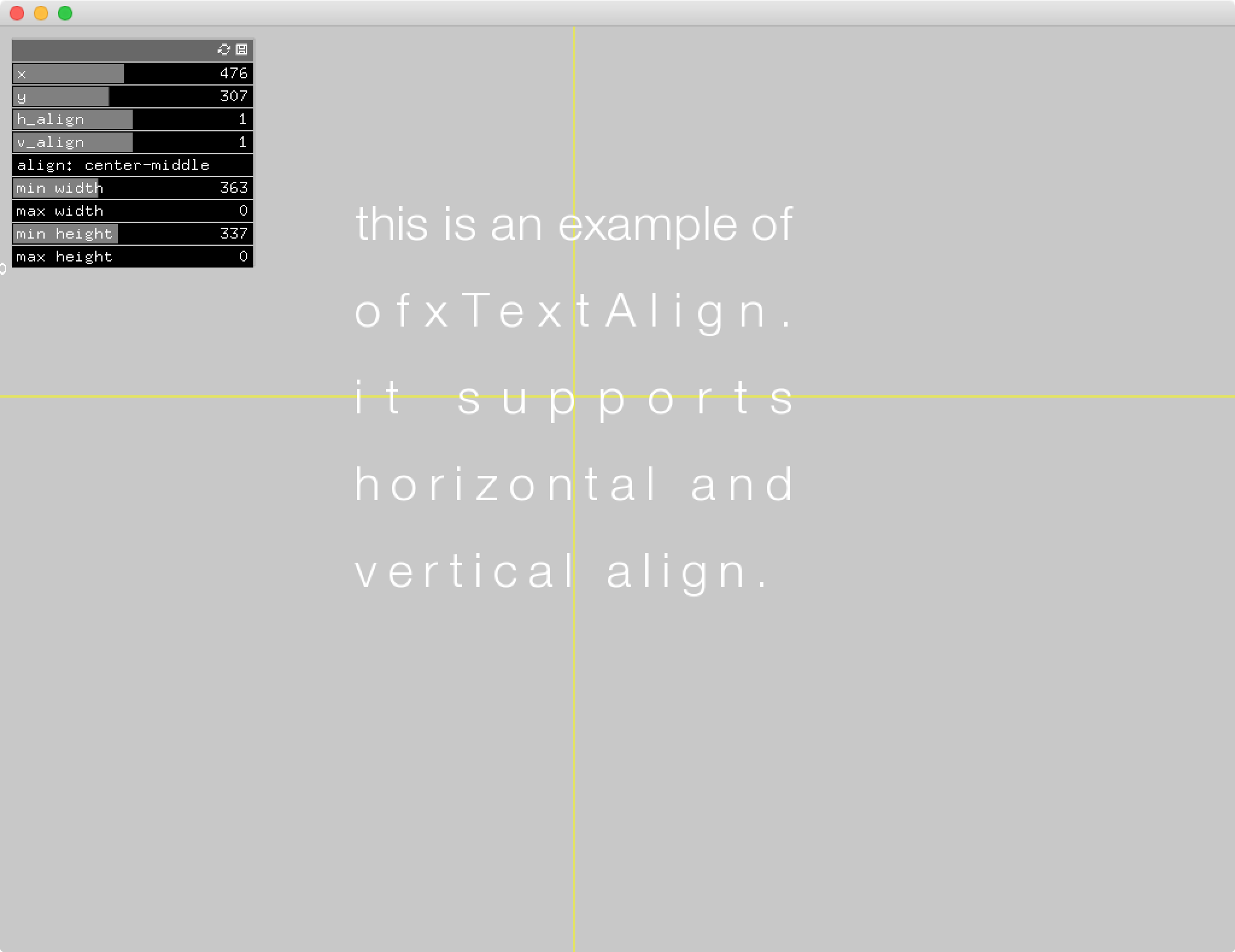 center-middle align with min width and min height set.