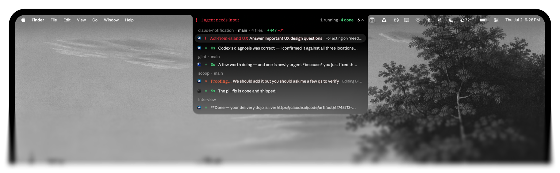Dropdown rows tagged with each terminal app's icon