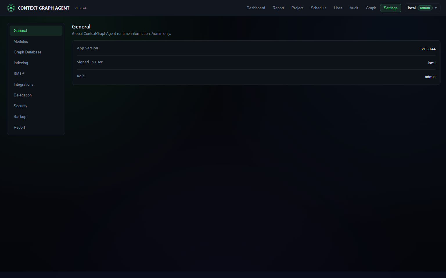 CGA runtime settings and admin configuration