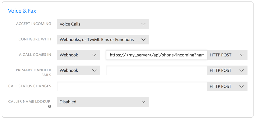 Twilio Phone Number Setup