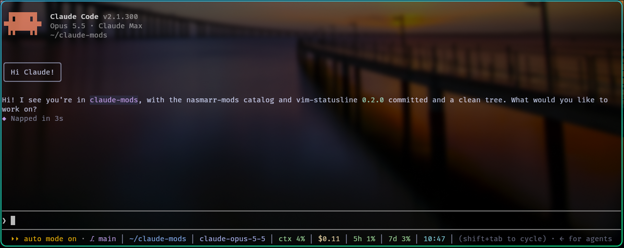vim-statusline in Claude Code
