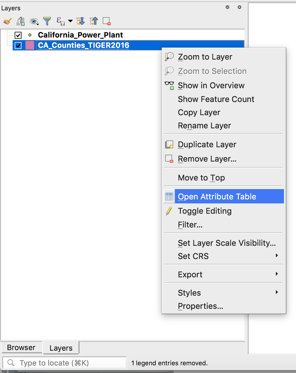 Open the layer's attribute table