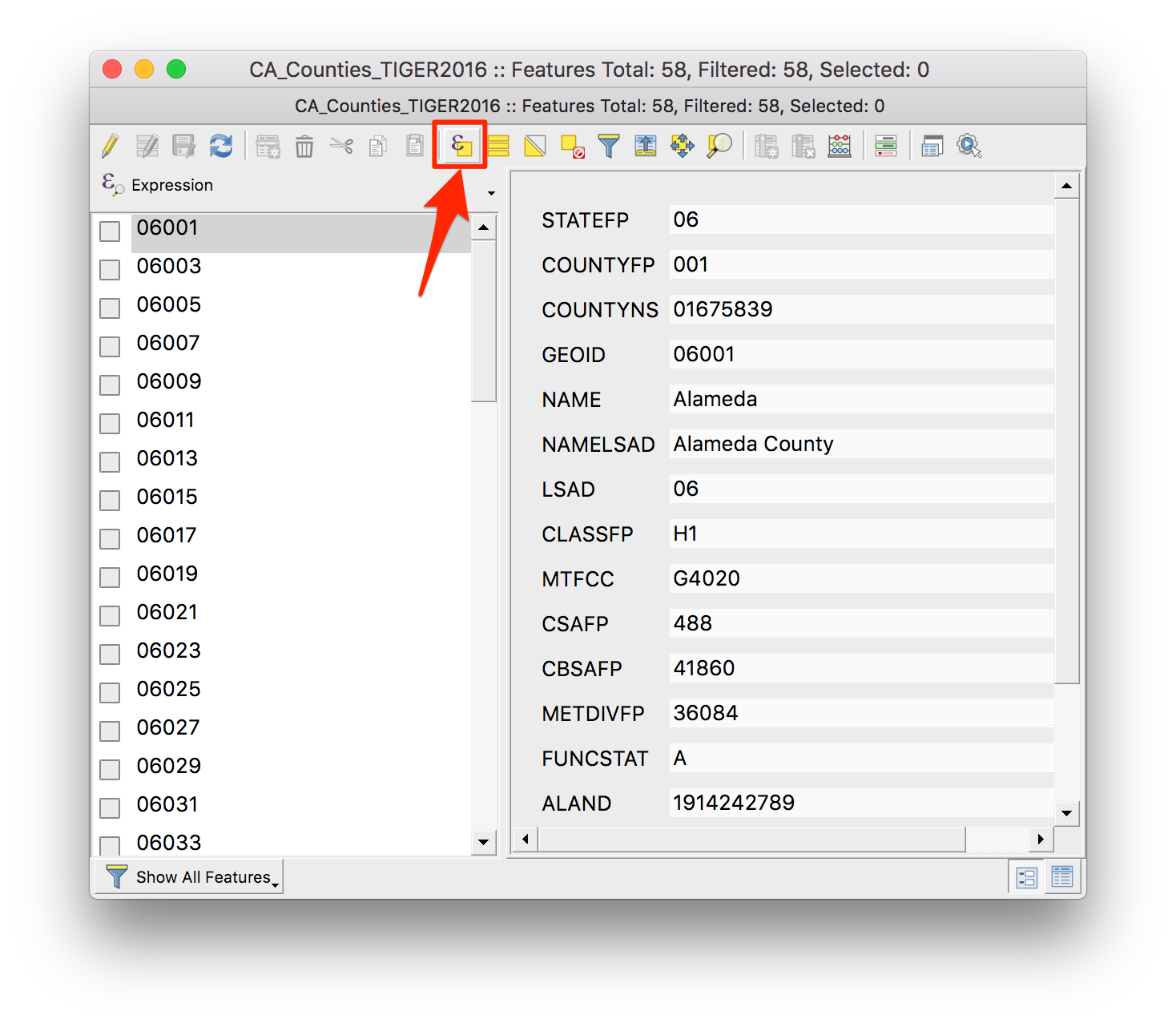 Selecting features by expression