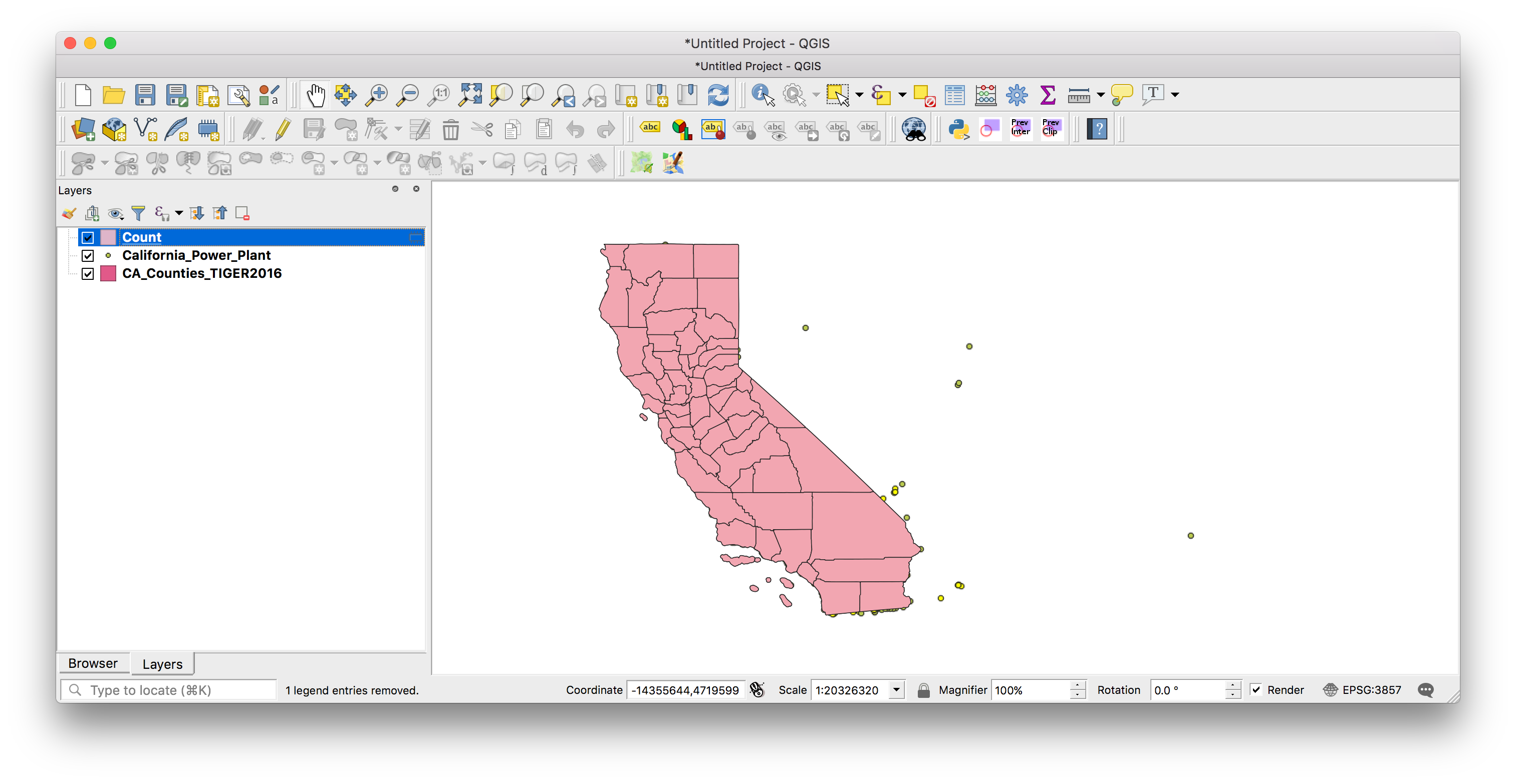 New shapefile with counts for each polygon created