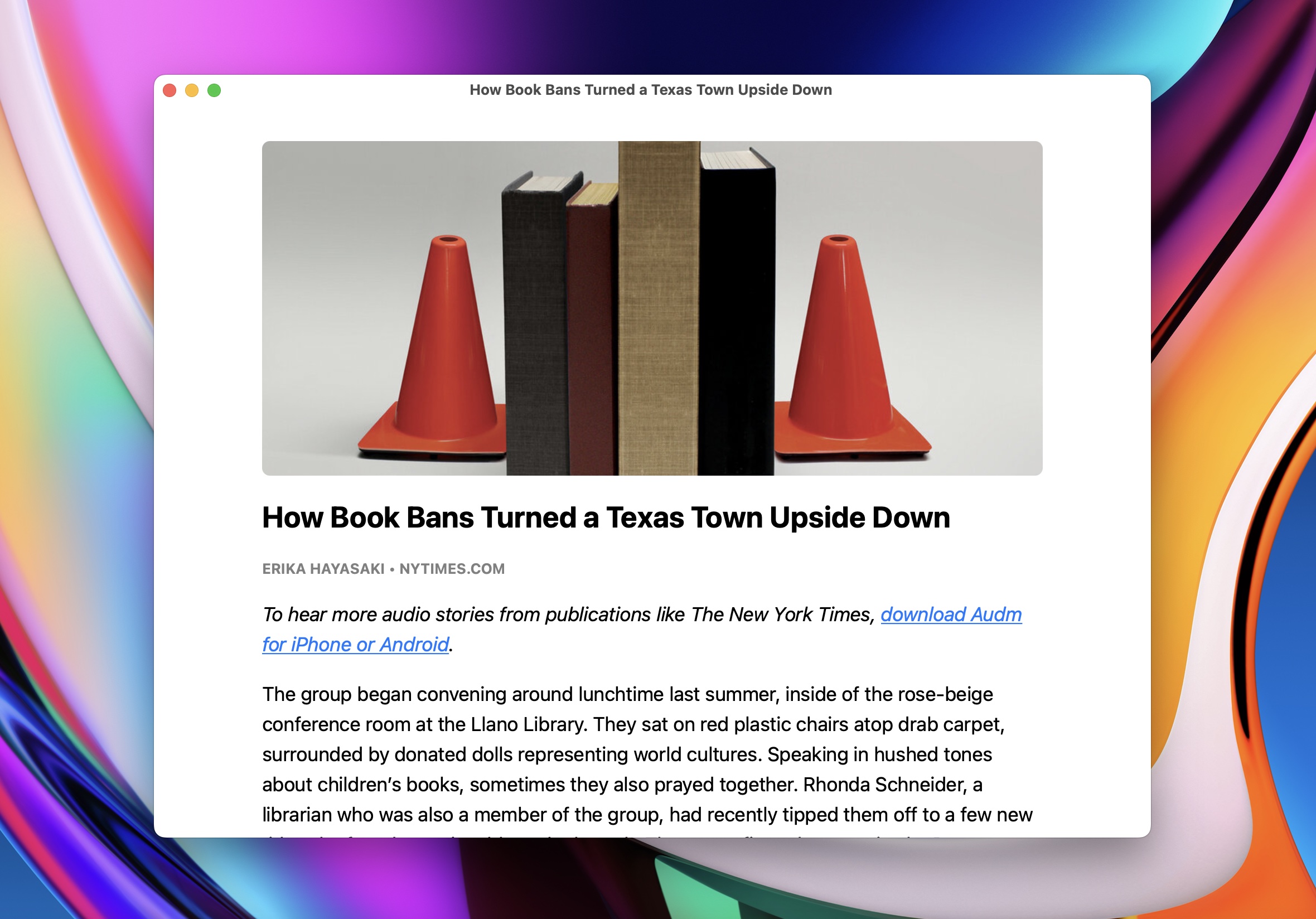 Screenshot of the Reader Mode on Mac