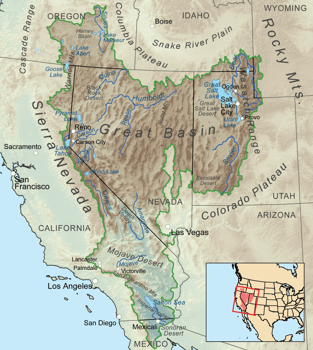 Hydrological map of the Great Basin