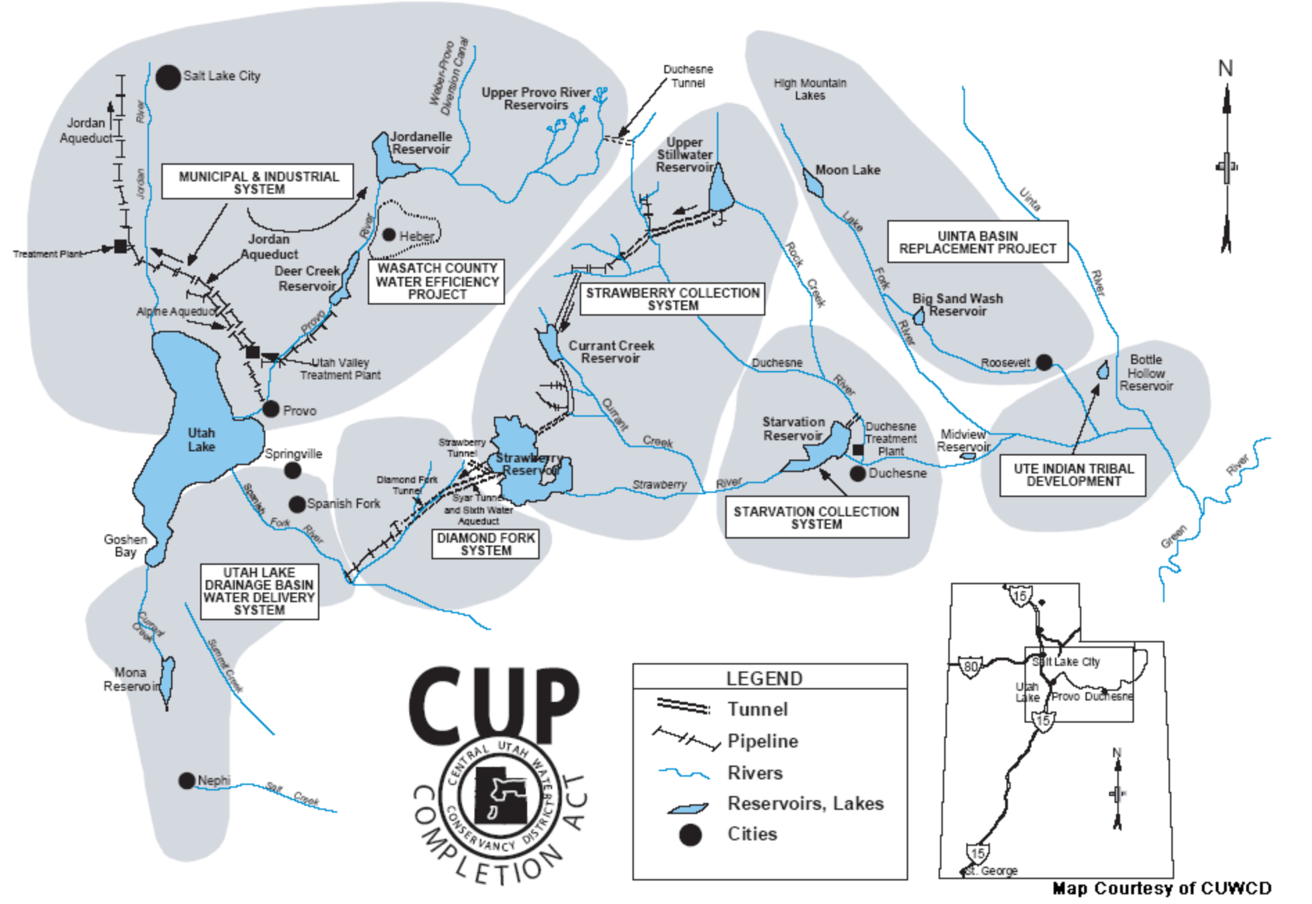 Partial map of the Central Utah Project, relevant to the CUPCA of 1992