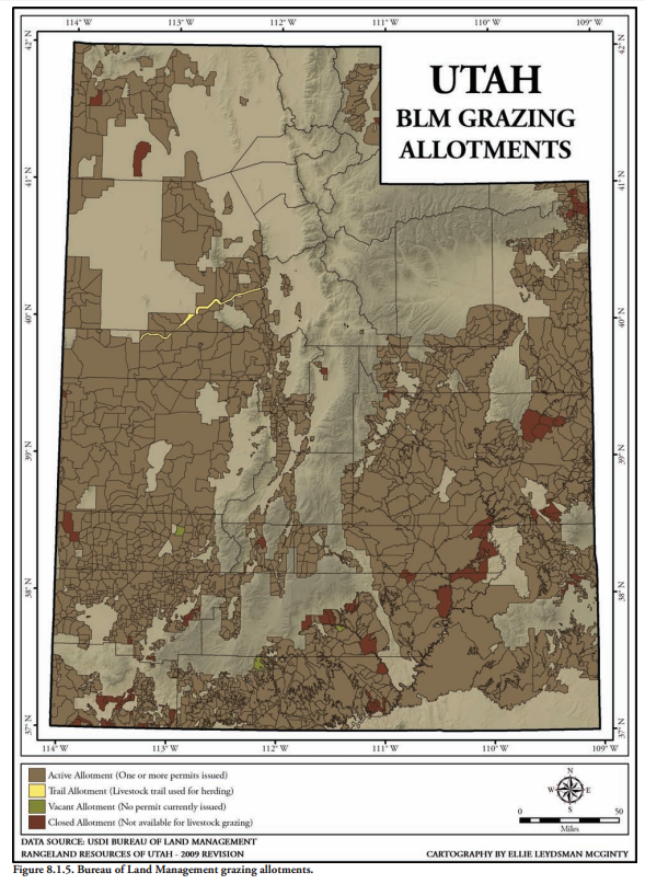 Map of BLM grazing allotments in Utah