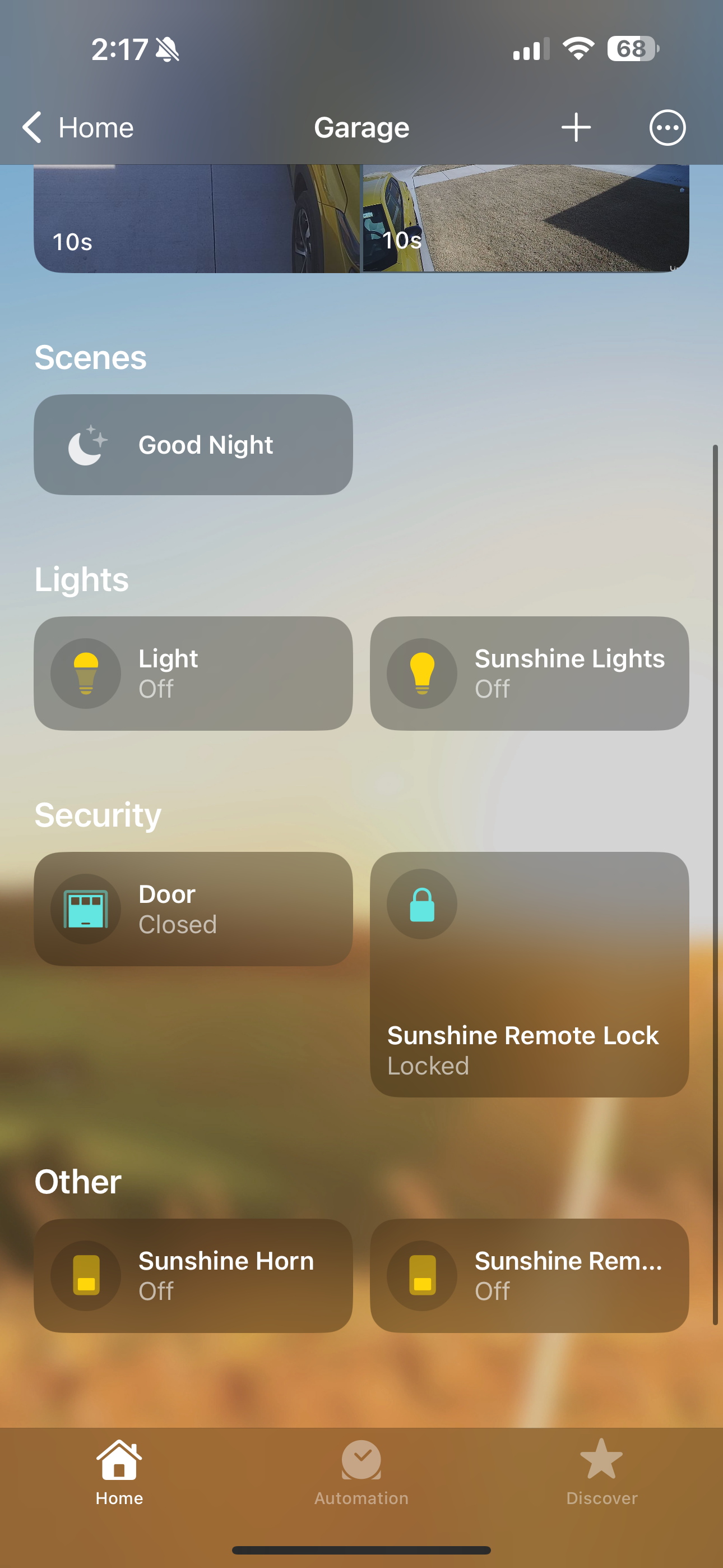 Screenshot of HomeKit app showing vehicle controls