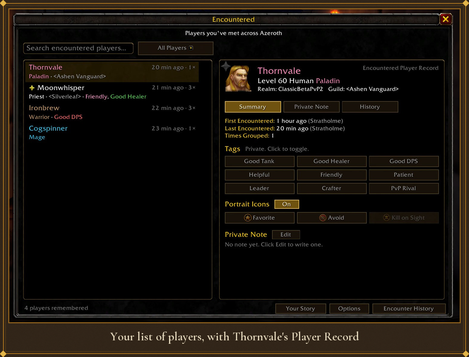 The Encountered list