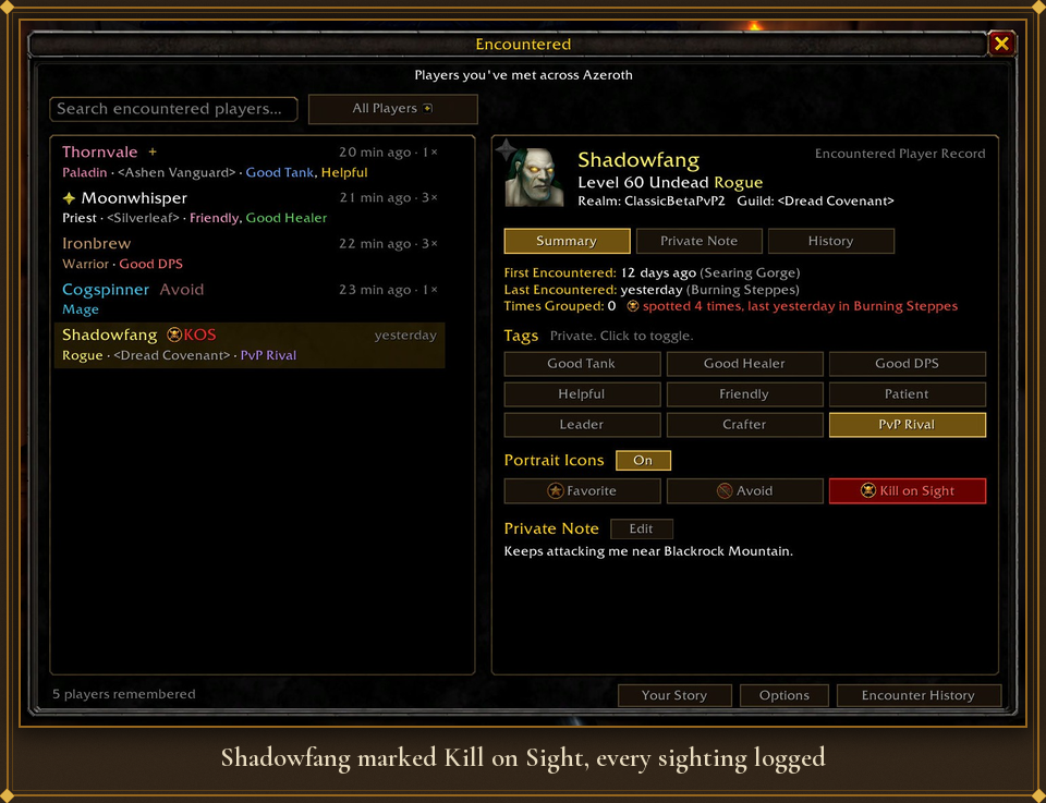 Shadowfang marked Kill on Sight