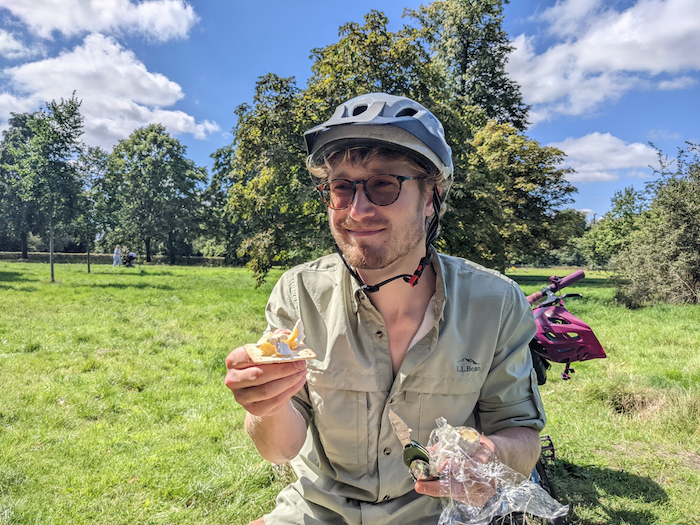 a quick cheese snack in hyde park. note my highly illegal knife