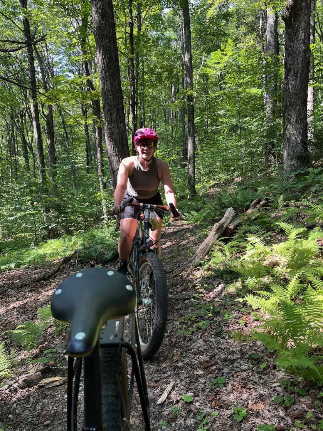 meg still smiling before I dragged her up some killer trails near sugarbush