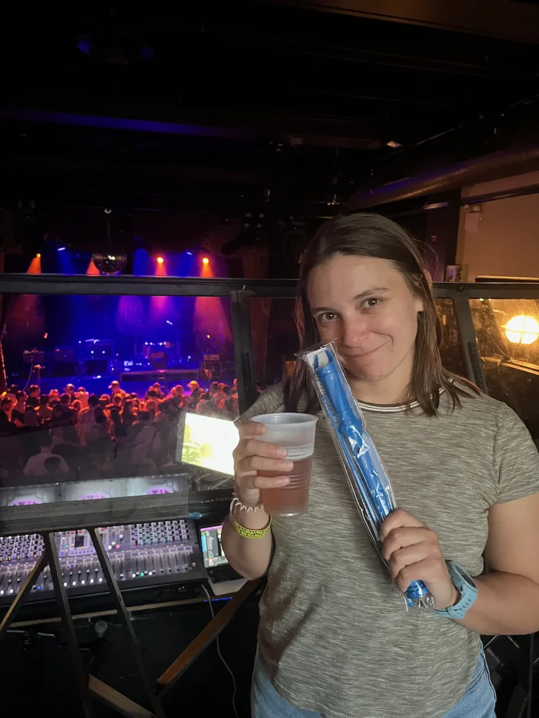 attending a special album release concert for the beths where we got to play our complimentary recorders