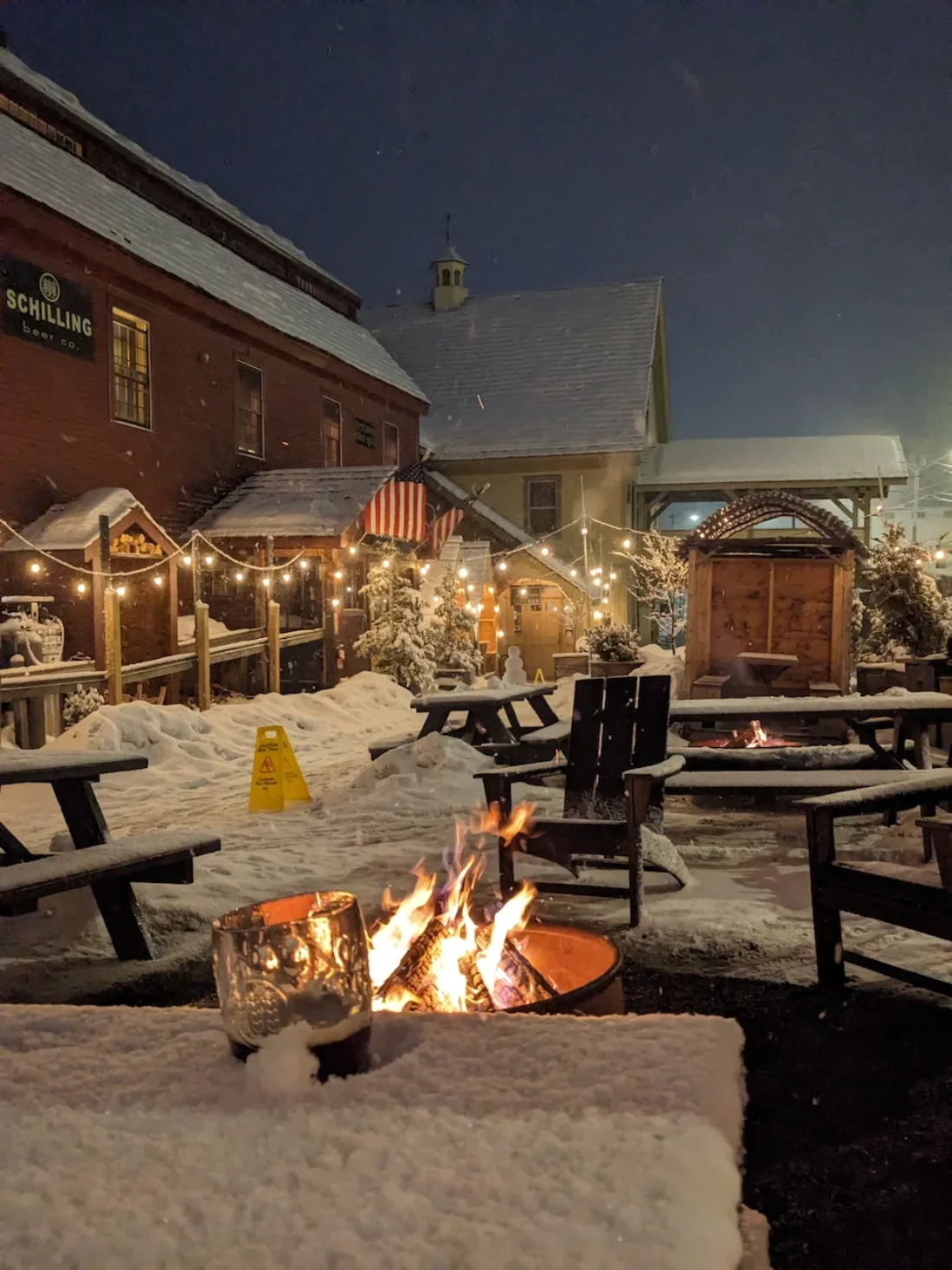 a snowy schilling fire