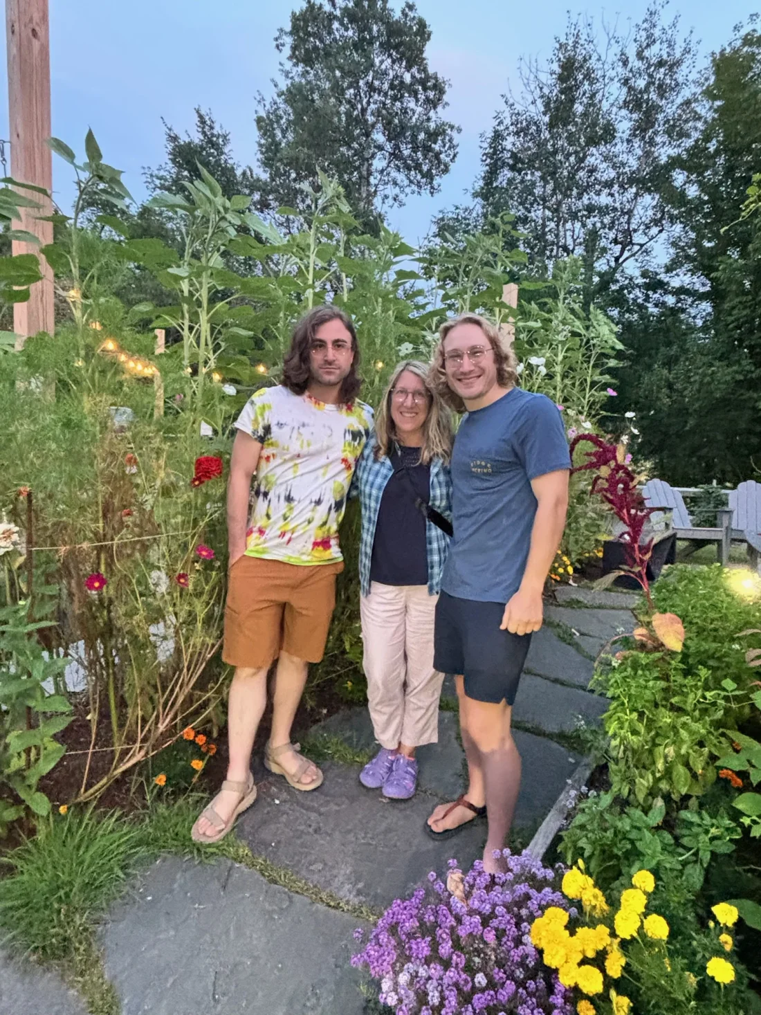 remembering to take a picture with the family in the back garden at idlethyme