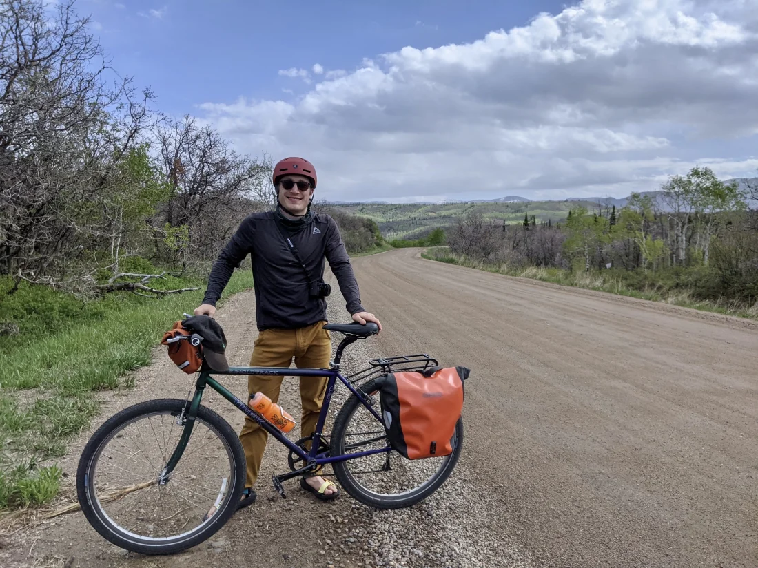 single pannier life making sure we wouldn't be stranded if we got a flat