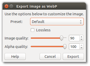 Gimp 2.8.x Export Dialog