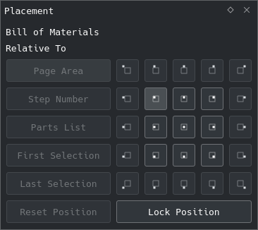 Placement panel