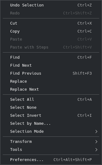 Edit menu