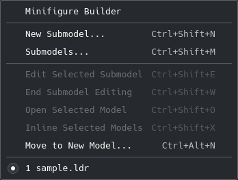 Models menu