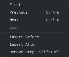 Steps menu