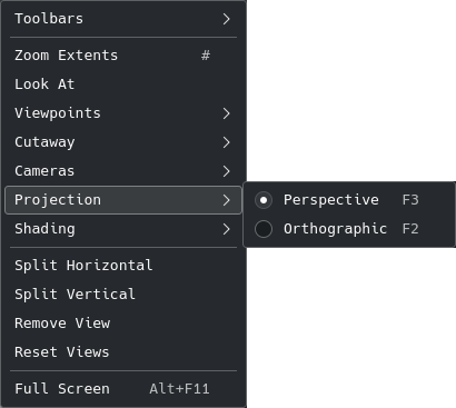 View Projection submenu