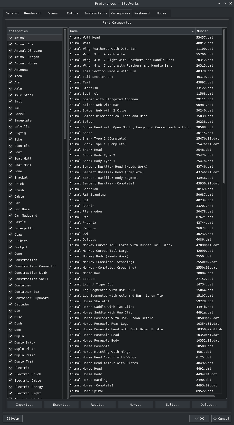 Categories preferences