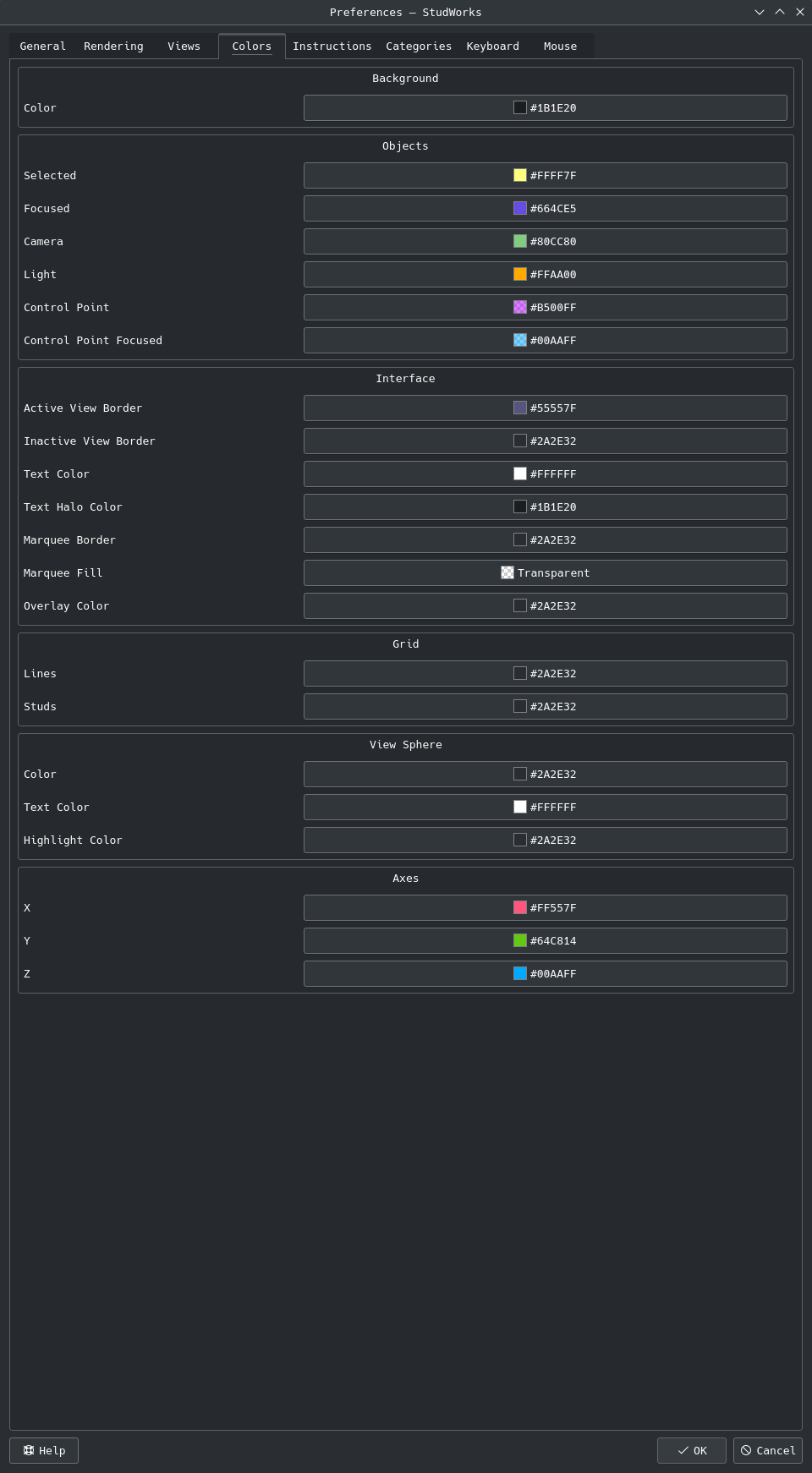 Colors preferences