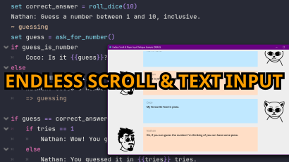 Example project featuring endless scroll & text input