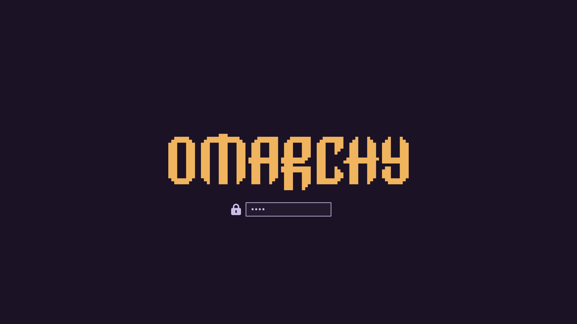 The unlock screen: OMARCHY in candle gold above the password field