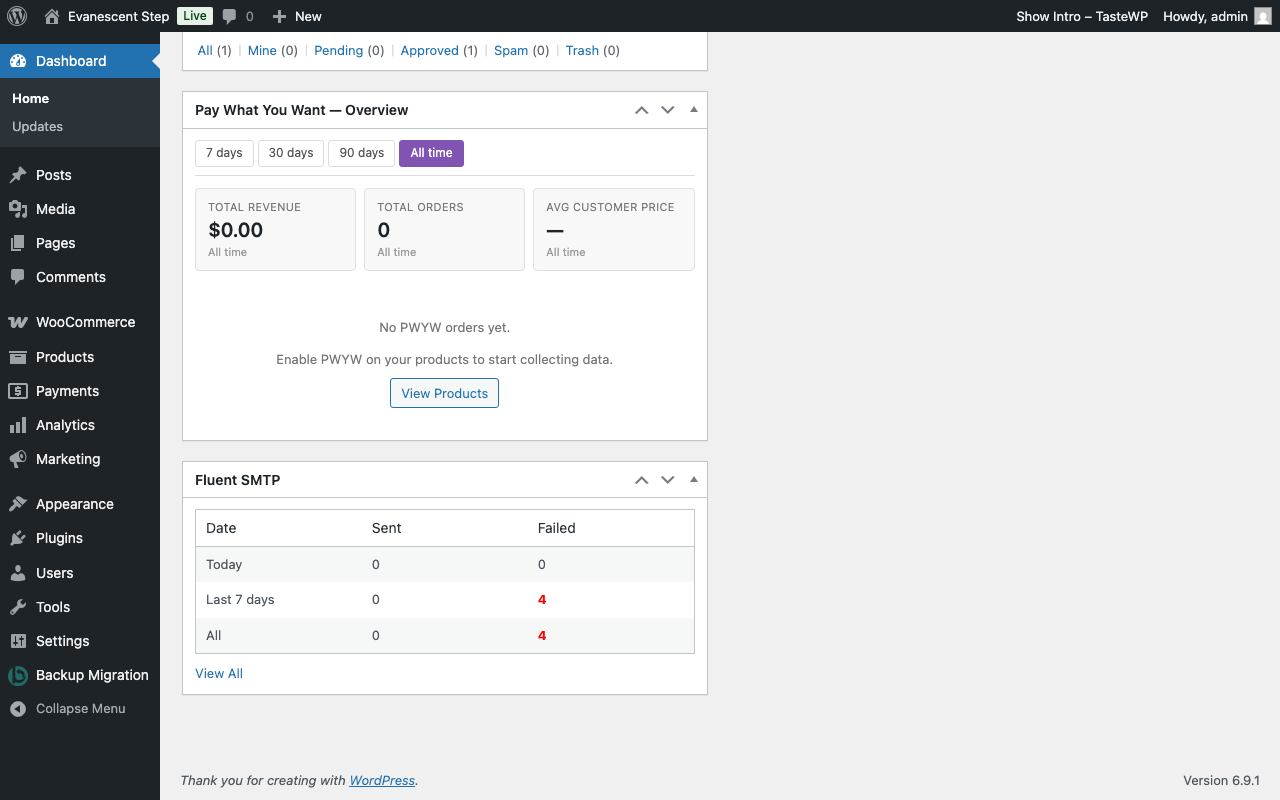 Dashboard Analytics Widget