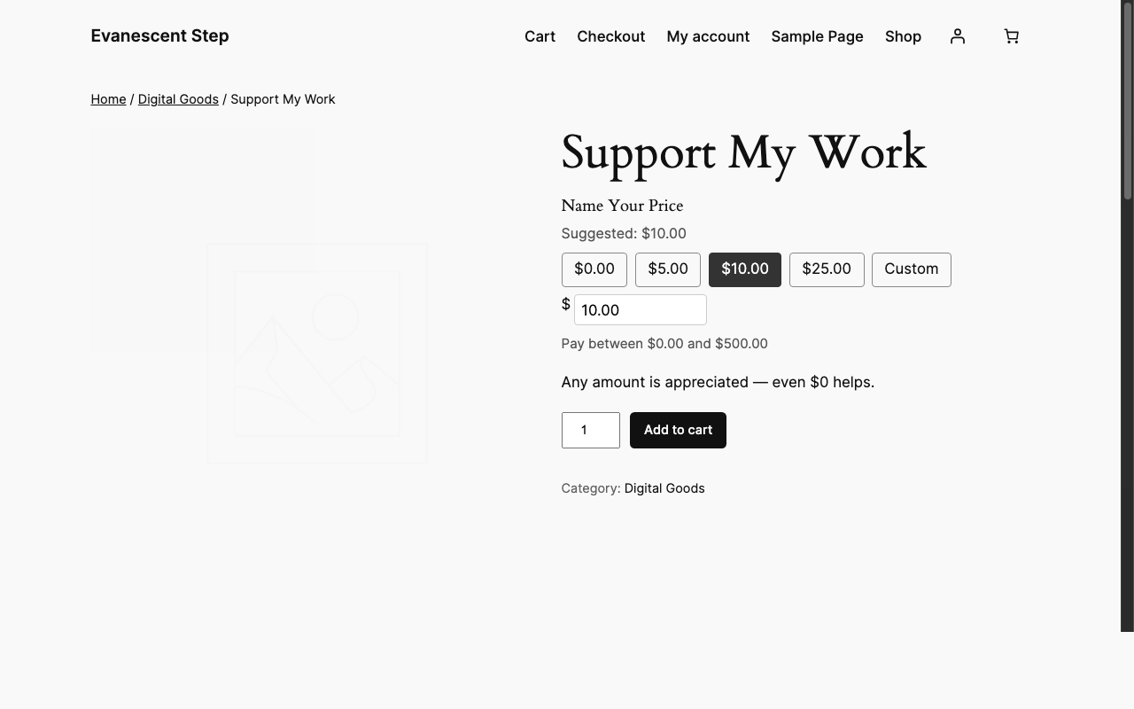 Product Page with Pay-What-You-Want