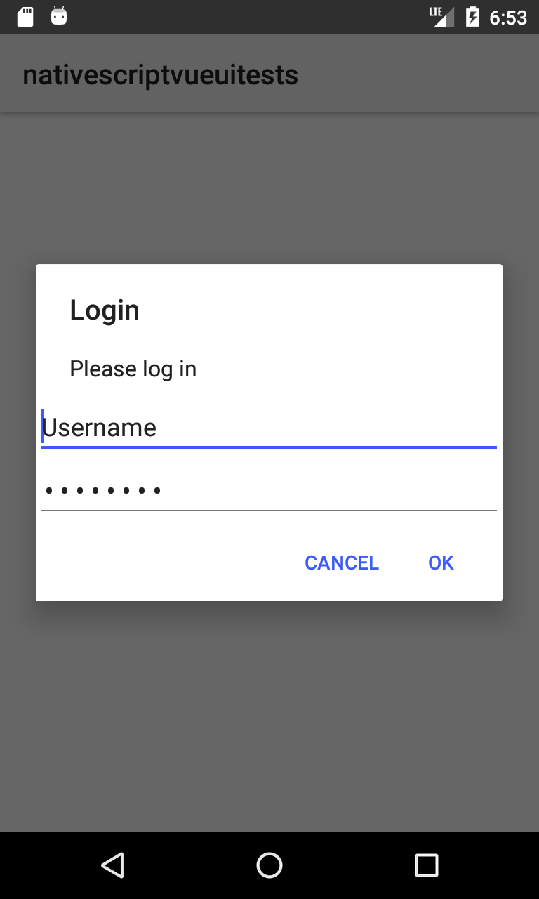 login and cancel button