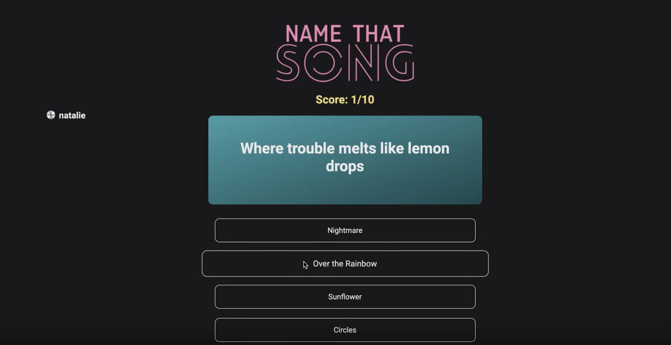 Lyrics Game round