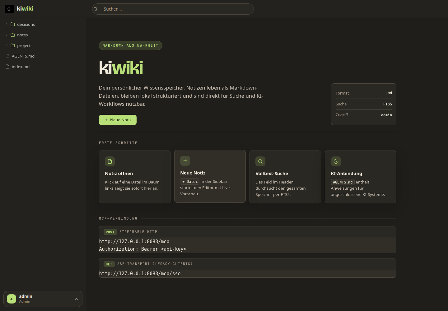 kiwiki dashboard
