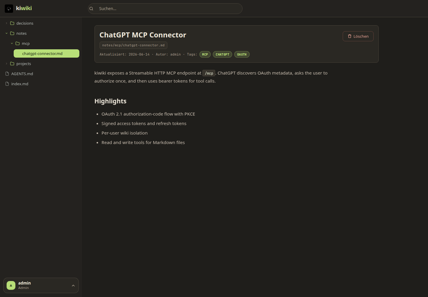 kiwiki note view