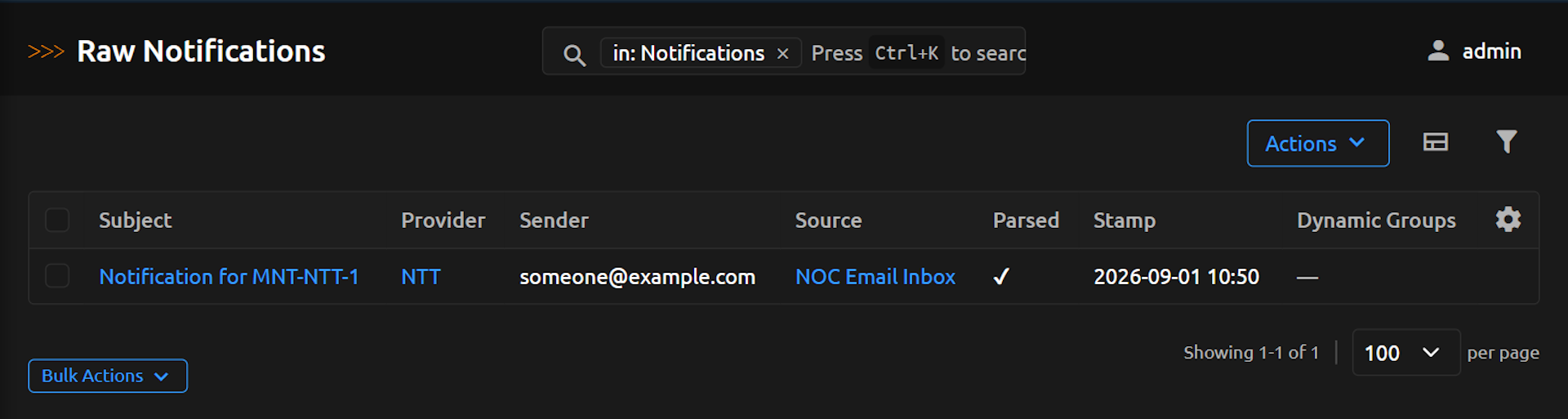 Example Raw Notifications View