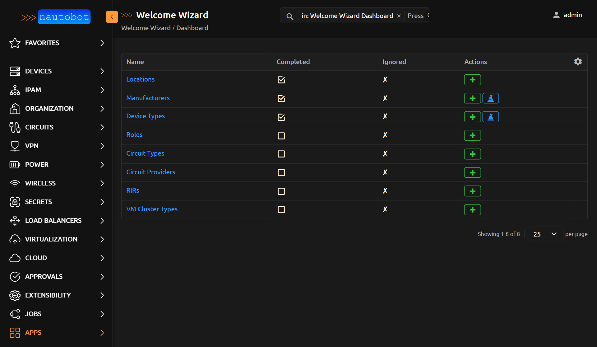 Welcome Wizard Completions