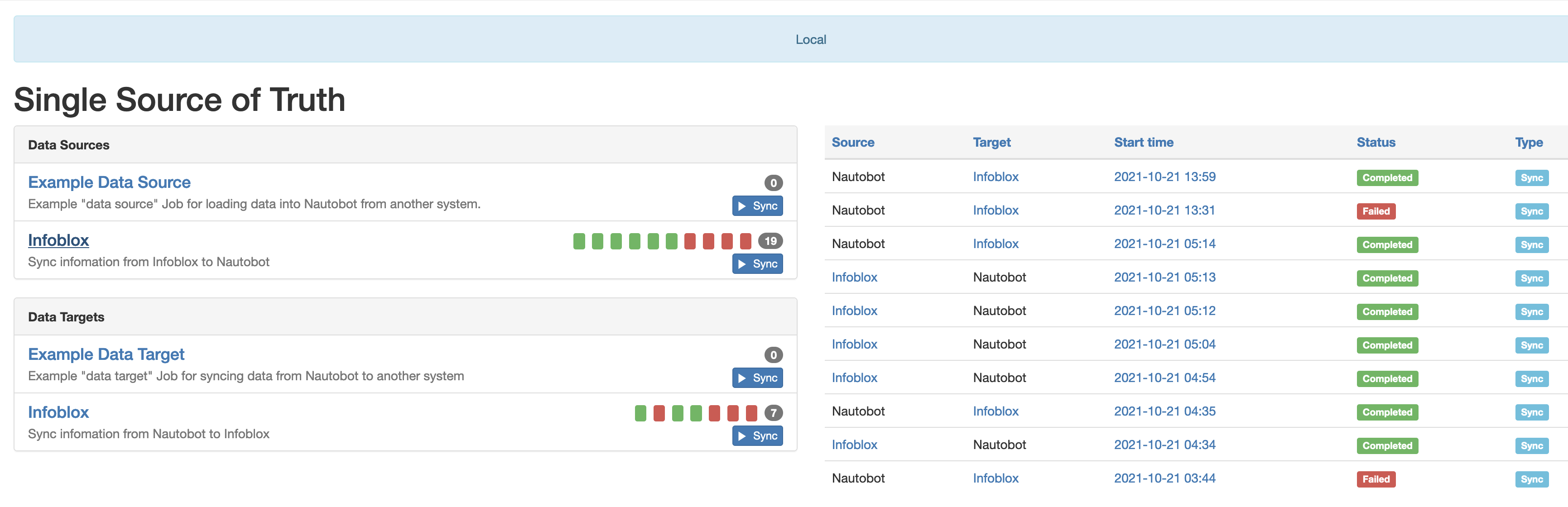 Infoblox SSoT Status