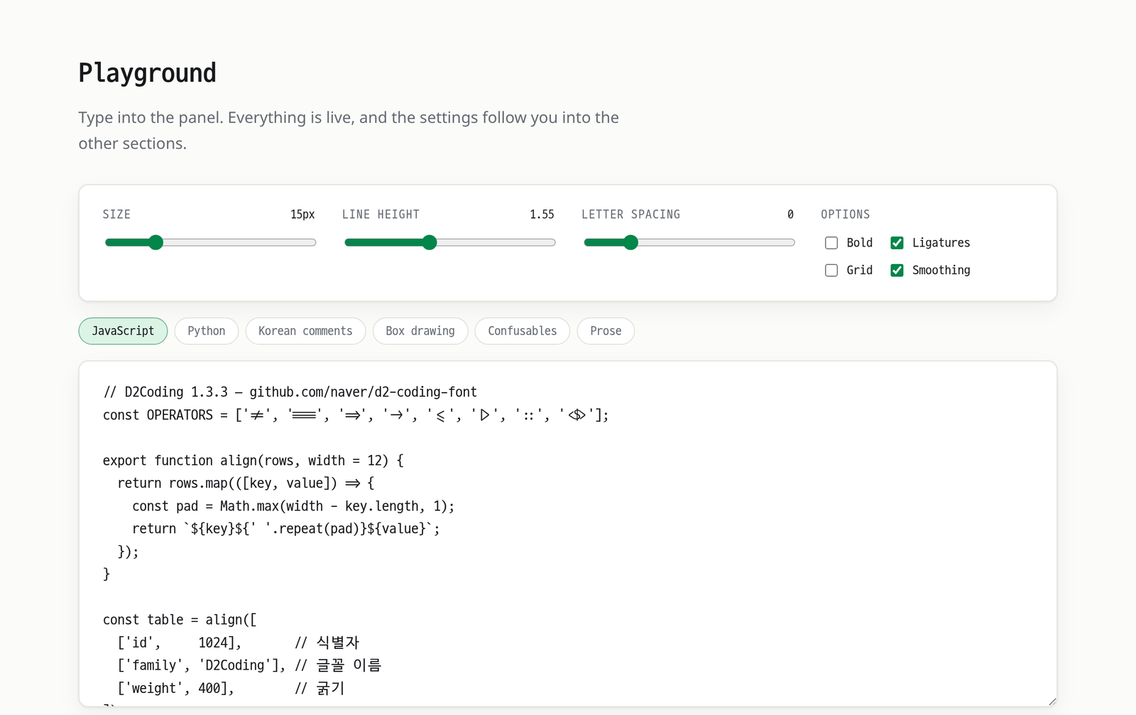 The D2 Coding specimen page
