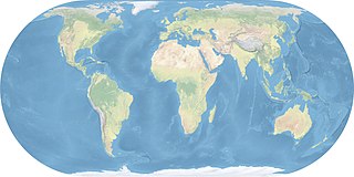 World map with Natural Earth data, Excert projection