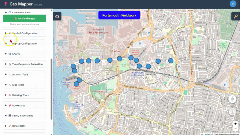 How to configure proportional symbols including colour and bearing