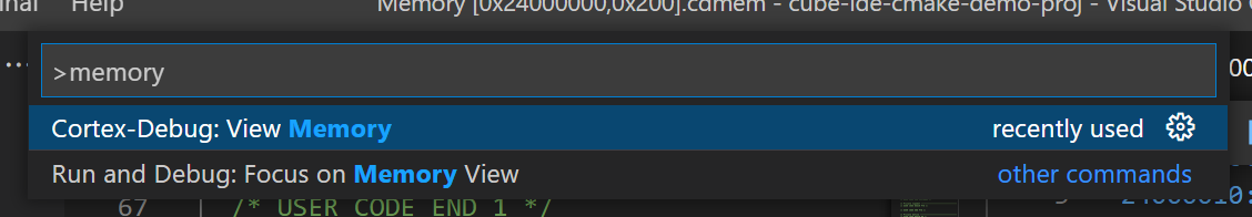VSCode - Debug session - Memory command