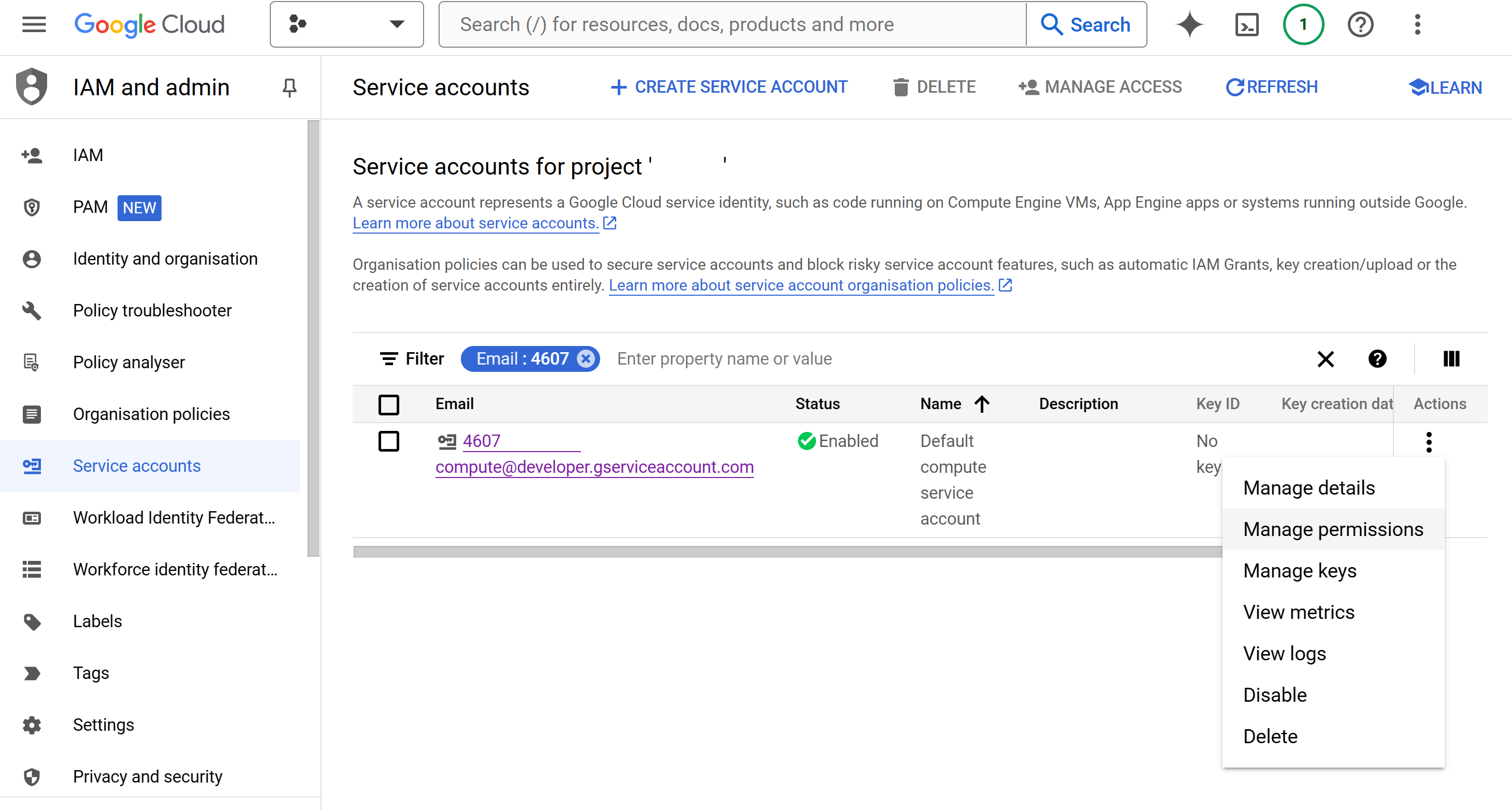 GCP IAM Service Accounts