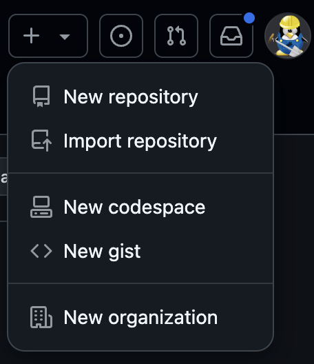 Create New Repository Menu